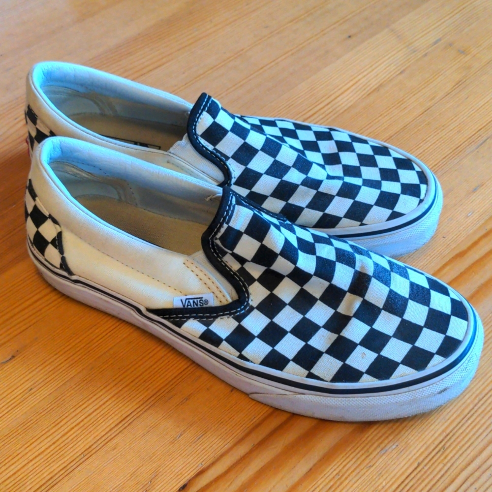 Vans checkered slip on skater shoes